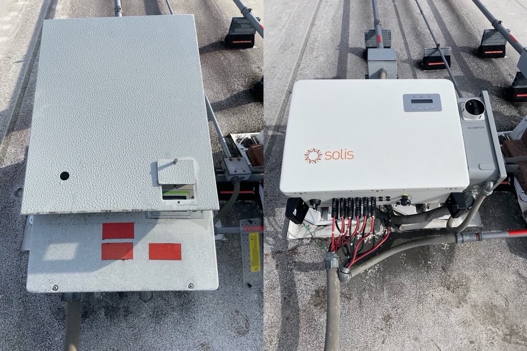 Before and after inverter replacement on ground-mount solar system