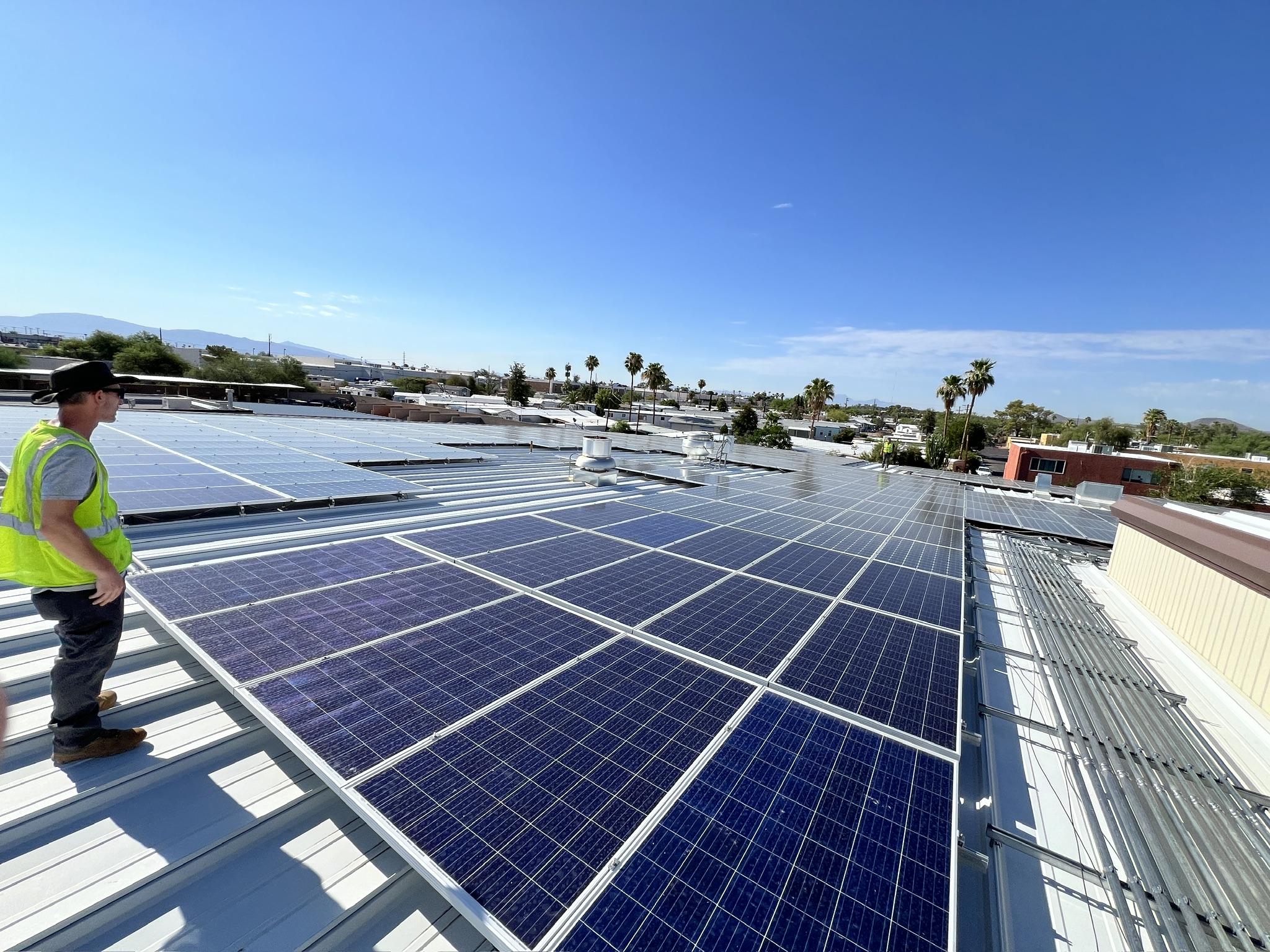 ETS crew overseeing completed full system R&R on commercial rooftop in Arizona